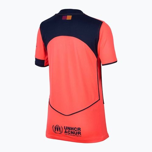 Tricou de fotbal pentru copii Nike FC Barcelona 2025/26 Stadium Third Jr bright mango/midnight navy/midnight navy