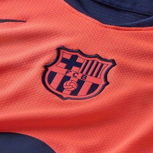 Tricou de fotbal pentru copii Nike FC Barcelona 2025/26 Stadium Third Jr bright mango/midnight navy/midnight navy