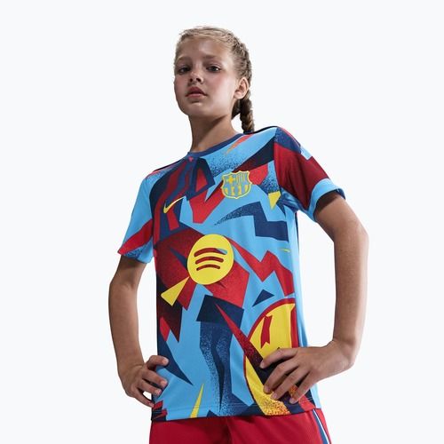 Tricou de fotbal pentru copii Nike FC Barcelona Academy Pro SE Pre-Match Jr university blue/opti yellow