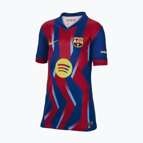 Tricou de fotbal pentru copii Nike FC Barcelona 2025/26 Stadium Fourth gym blue/gym blue/salsa red/opti yellow