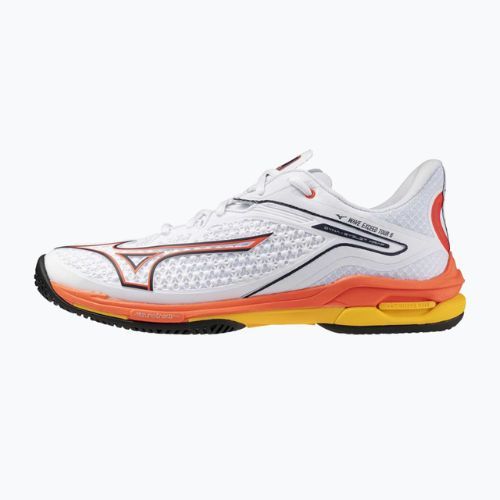 Încălțăminte de tenis pentru bărbați Mizuno Wave Exceed Tour 6 AC white/fiery coral 2/citrus