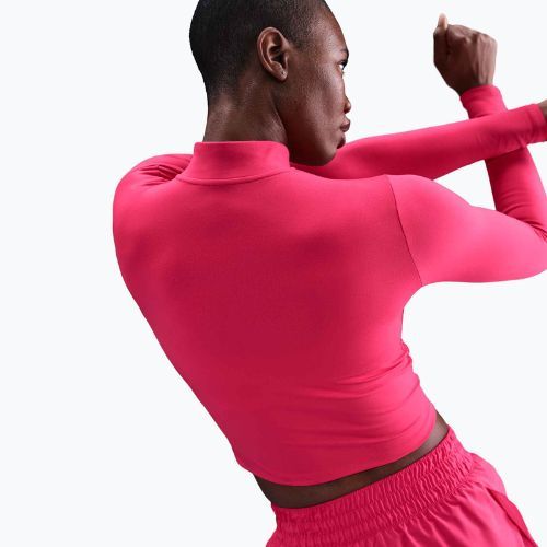 Bluză cu mânecă lungă pentru femei Nike One Fitted Dri-Fit 1/4 Zip Mid Layer rush pink/white