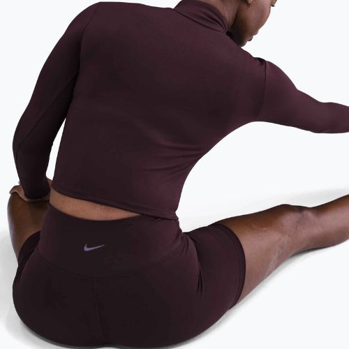Bluză cu mânecă lungă pentru femei Nike One Fitted Dri-Fit 1/4 Zip Mid Layer burgundy crush/white