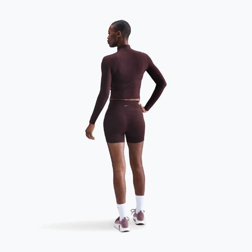 Bluză cu mânecă lungă pentru femei Nike One Fitted Dri-Fit 1/4 Zip Mid Layer burgundy crush/white
