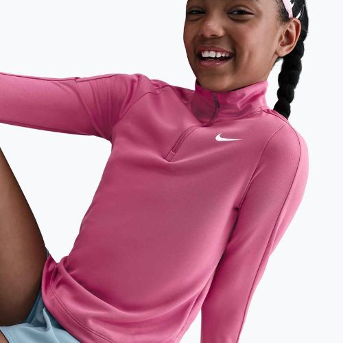 Longsleeve de antrenament pentru copii Nike Dri-Fit 1/4 Zip sweet beet/white