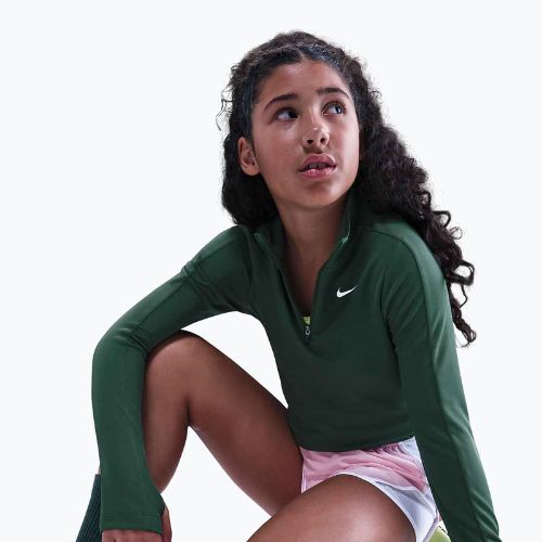 Longsleeve de antrenament pentru copii Nike Dri-Fit 1/4 Zip forest green/white