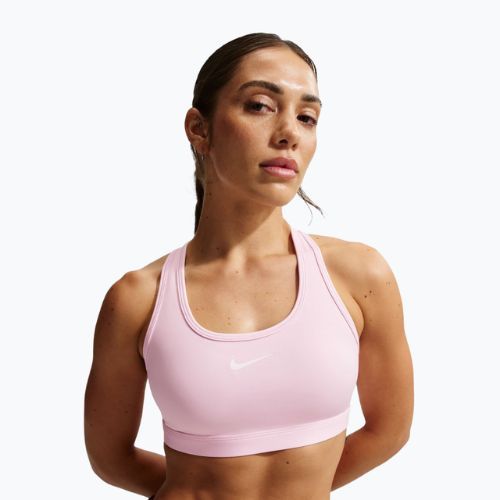 Sutien de antrenament Nike Swoosh Medium Support pink foam/stone mauve/white