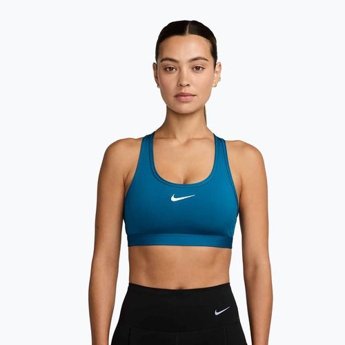 Sutien de antrenament Nike Swoosh Medium Support green abyss/white