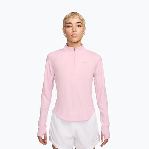 Bluză cu mânecă lungă de alergare pentru femei Nike Tempo Swoosh Run Dri-Fit 1/4-Zip pink foam/white