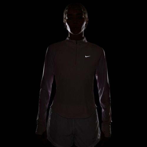 Bluză cu mânecă lungă de alergare pentru femei Nike Tempo Swoosh Run Dri-Fit 1/4-Zip pink foam/white
