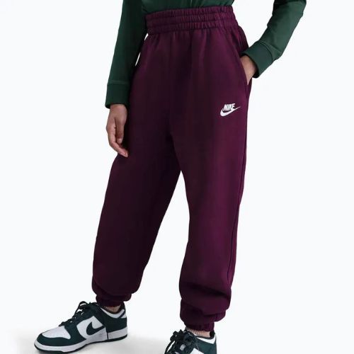 Pantaloni pentru copii Nike Sportswear Club Fleece burgundy/burgundy/white