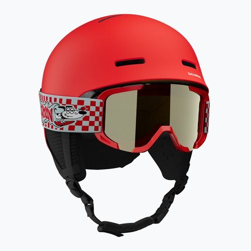 Casca de schi pentru copii Salomon Player Combo + Ochelari XV Jr cherry tomato/red silver mirror
