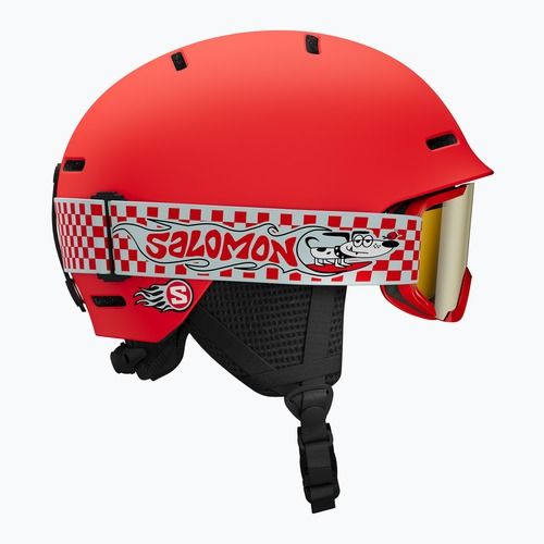 Casca de schi pentru copii Salomon Player Combo + Ochelari XV Jr cherry tomato/red silver mirror