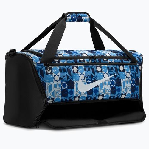 Geantă de antrenament Nike Brasilia 9.5 Aop 60 l university blue/black/white
