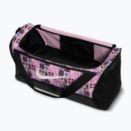 Geantă de antrenament Nike Brasilia 9.5 Aop 60 l black/pink foam/white