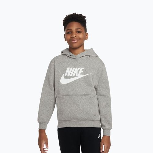 Bluză pentru copii Nike Club Fleece Hoodie dark grey heather/white