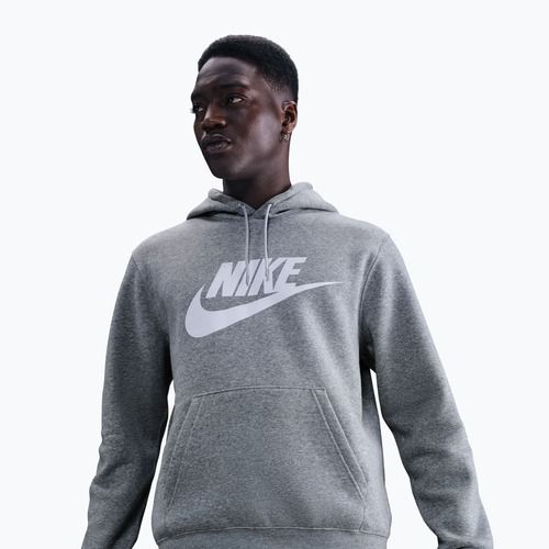 Bluză pentru bărbați Nike Club Pullover Hoodie dark grey heather/light smoke grey/white