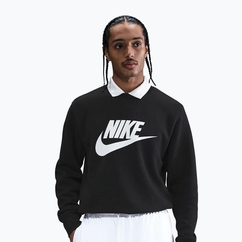 Bluză pentru bărbați Nike Sportswear Club Graphic Fleece Crew black/white