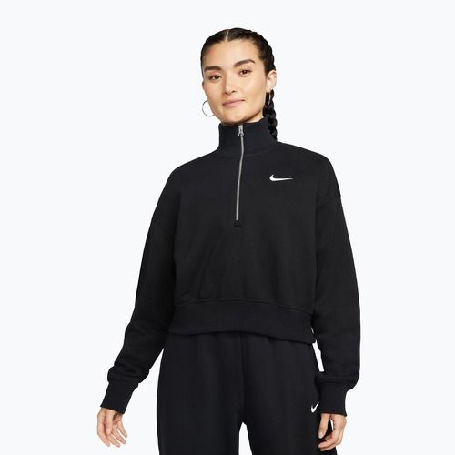 Bluză pentru femei Nike Sportswear Phoenix Fleece 1/2 Zip Cropped black/sail