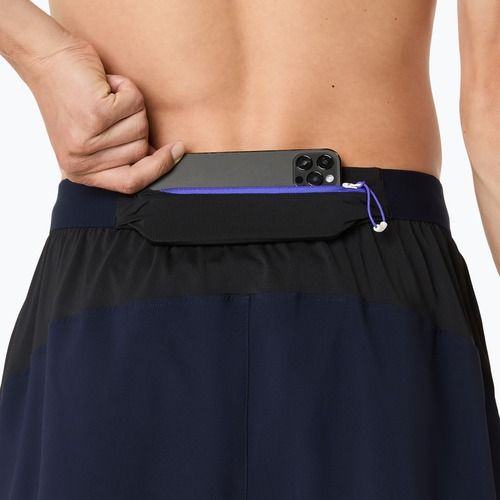 Pantaloni scurți de alergare pentru bărbați ASICS Fujitrail All Over Print 5IN midnight/cobalt burst/cream