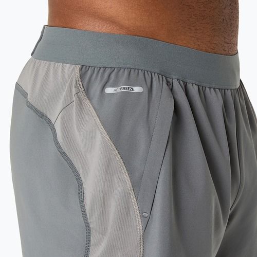 Pantaloni scurți de alergare pentru bărbați ASICS Road 2N1 5IN clay grey/steel grey/illuminate green