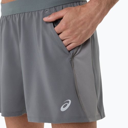 Pantaloni scurți de alergare pentru bărbați ASICS Road 5IN clay grey/steel grey/illuminate green