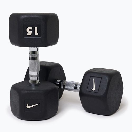 Gantera cauciucată Nike Strength Hex Dumbbell 15 kg black/white