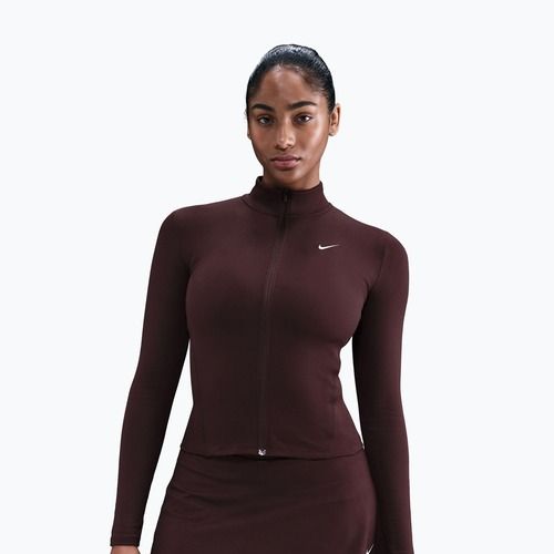 Bluză de antrenament pentru femei Nike One Fitted Dri-Fit Full-Zip burgundy crush/white
