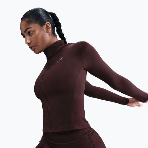 Bluză de antrenament pentru femei Nike One Fitted Dri-Fit Full-Zip burgundy crush/white