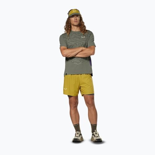 Pantaloni scurți de trekking pentru bărbați Salewa Pedroc DST 2IN1 olive oil int/0870