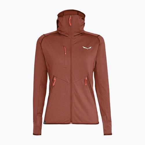 Bluză de trekking pentru femei Salewa Agner Hybrid PL/DST FZ Hoody etruscan red melange