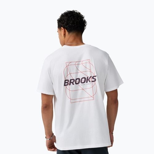 Tricou de alergare pentru bărbați Brooks Graphic white/burgundy blaze/cosmic