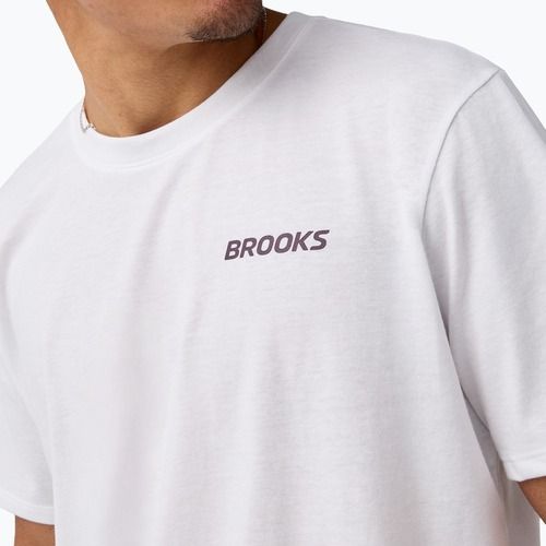 Tricou de alergare pentru bărbați Brooks Graphic white/burgundy blaze/cosmic