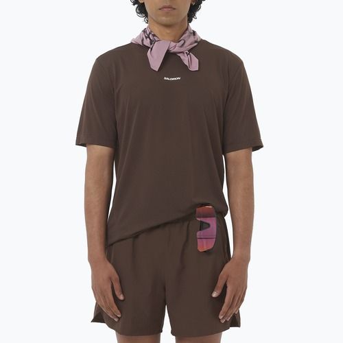 Tricou de alergare pentru bărbați Salomon Shakeout Core cofee bean