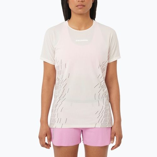 Tricou de alergare pentru femei Salomon Sense Aero SS Tee GFX whisper white