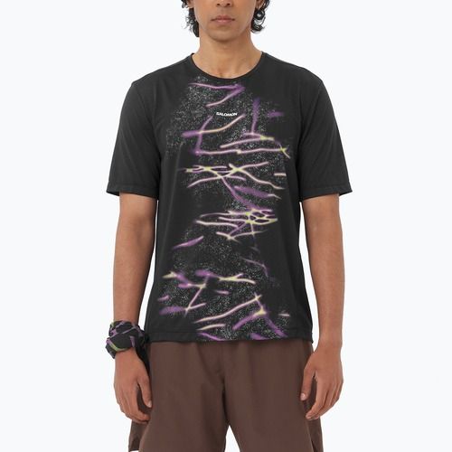 Tricou de alergare pentru bărbați Salomon Shakeout Core GFX deep black