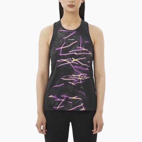 Tricou de alergare pentru femei Salomon Shakeout Core Tank GFX deep black