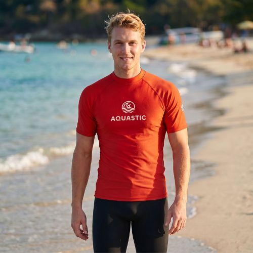 Tricou pentru bărbați AQUASTIC Rimos UV 50+ UPF orange
