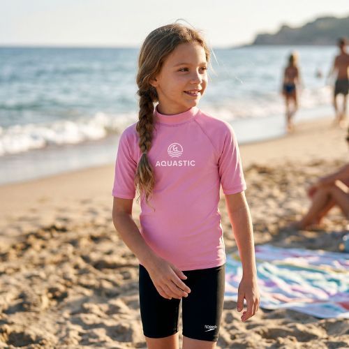 Tricou pentru copii AQUASTIC Rimos UV 50+ UPF pink
