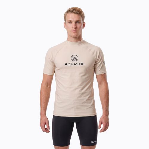 Tricou pentru bărbați AQUASTIC Rimos UV 50+ UPF beige