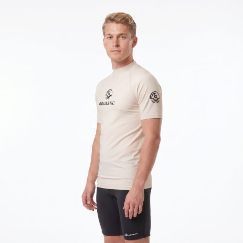 Tricou pentru bărbați AQUASTIC Rimos UV 50+ UPF beige
