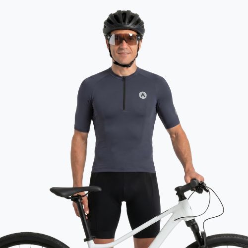 Tricou de ciclism pentru bărbați ATTABO TEVRA cu fermoar scurt negru