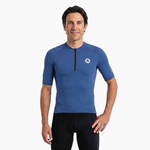 Tricou de ciclism pentru bărbați ATTABO TEVRA cu fermoar scurt, bleumarin
