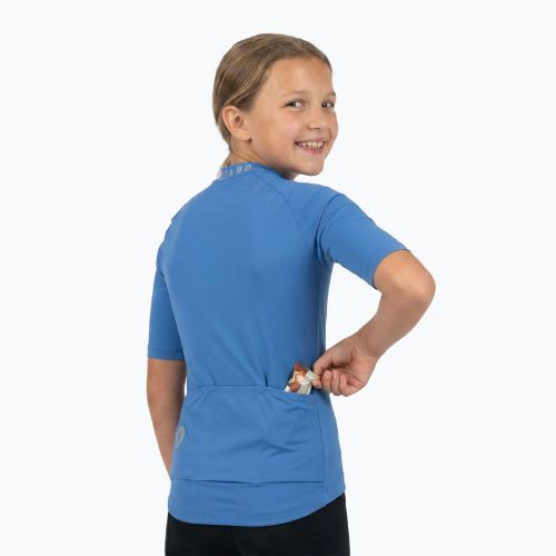 Tricou de ciclism pentru copii ATTABO TEVRA JR cu fermoar scurt albastru