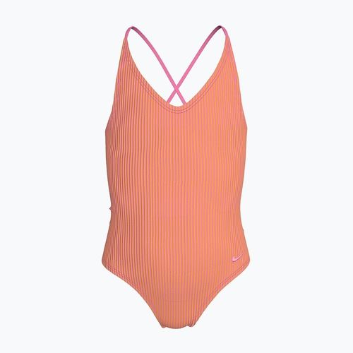 Costum de înot întreg pentru copii Nike Ocean Bound Ripple Texture Lace Up pink glow