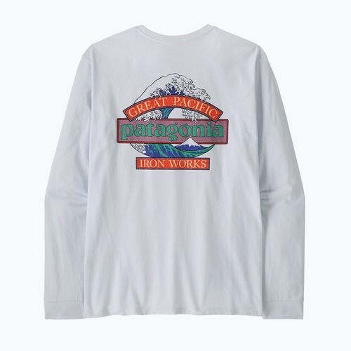 Bluză cu mânecă lungă de trekking pentru bărbați Patagonia Great Waves Responsibili Tee white