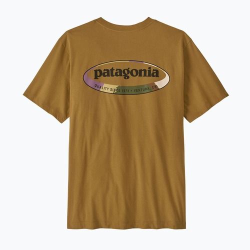 Tricou pentru bărbați Patagonia '95 Oval Logo bobcat brown/sunshine