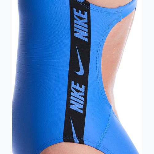 Costum de înot întreg pentru femei Nike Logo Tape Fastback blue crystal