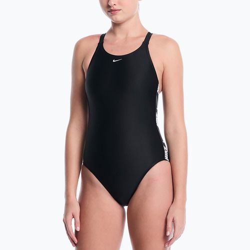 Costum de înot întreg pentru femei Nike Logo Tape Fastback black