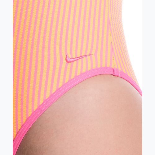 Costum de înot întreg pentru femei Nike Ocean Bound Ripple Texture Square Neck pink glow